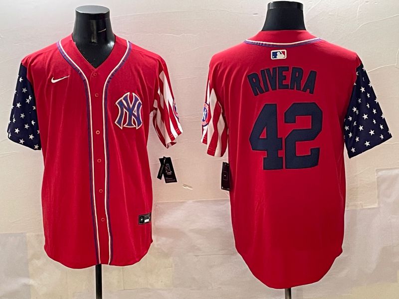 Men New York Yankees 42 Rivera Red a generation of national flags Jointly Name 2025 Nike MLB Jersey style 1